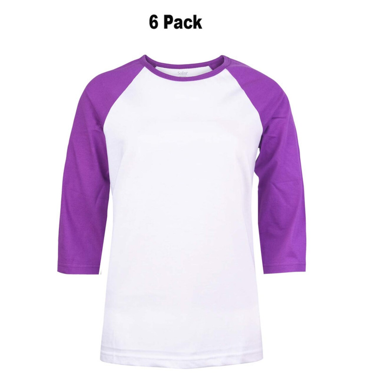 Cottonbell Ladies Baseball Three-Quarter Sleeve Vrewneck Tee Tee Comfortable Pack Of 6